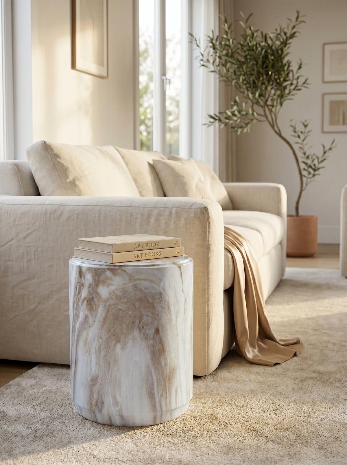18.5-Inch Marble-Look Stool