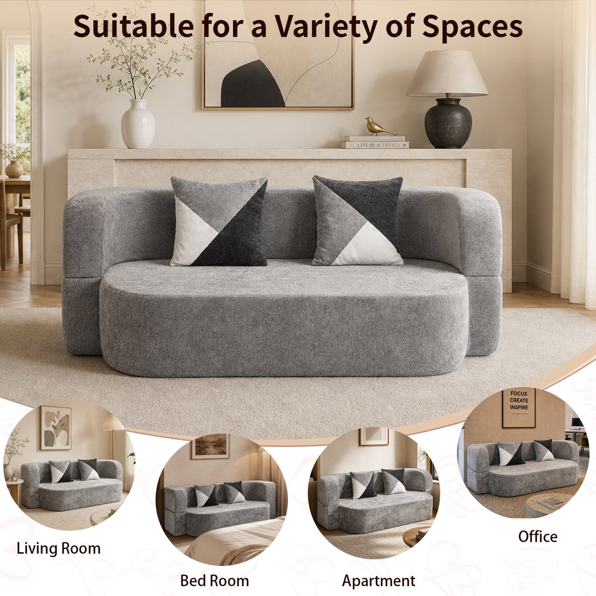 Eggshell Convertible Sofa Bed