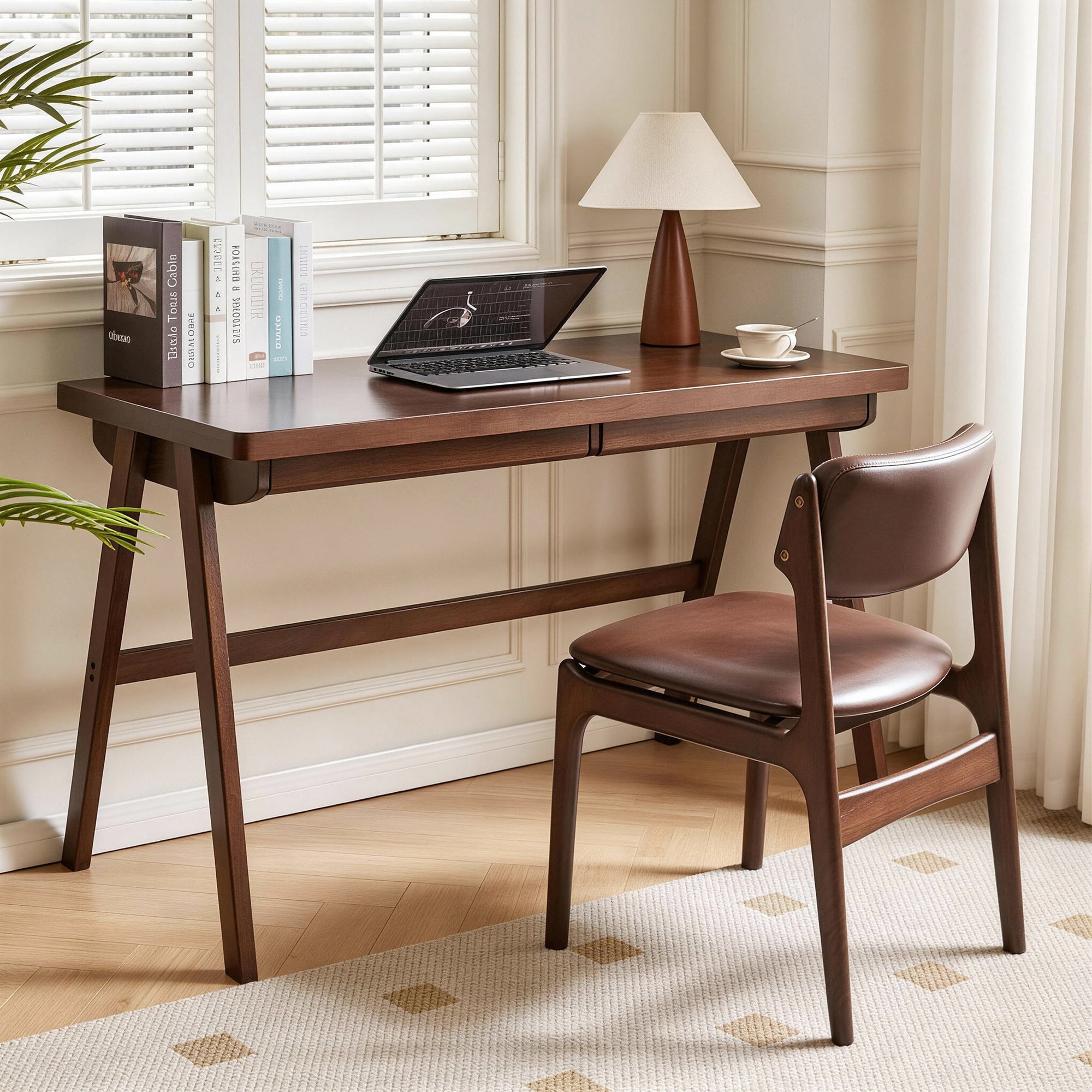 100% Solid Rubber Wood Computer Desk - Retro
