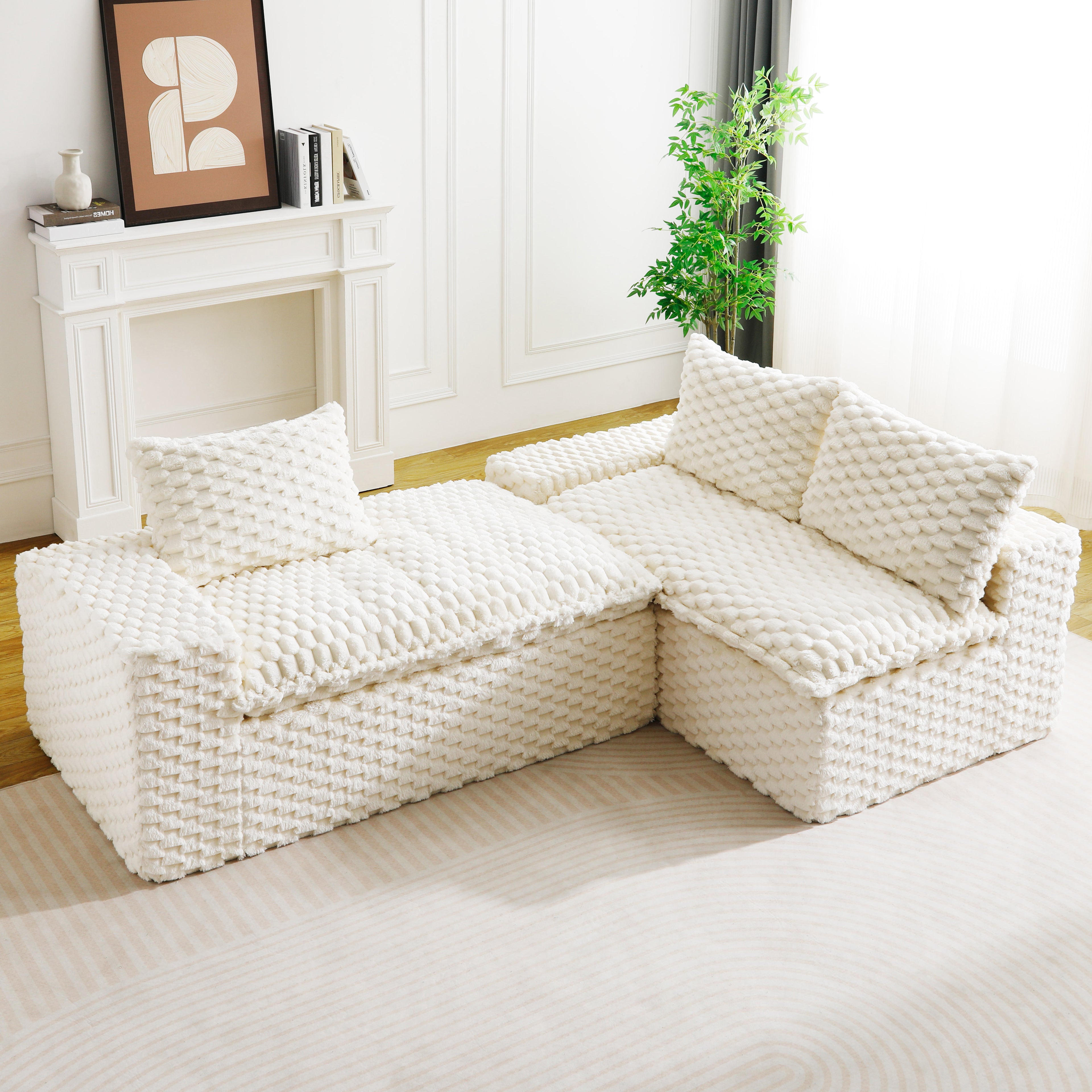 White Turtle Velvet Versatile Sofa
