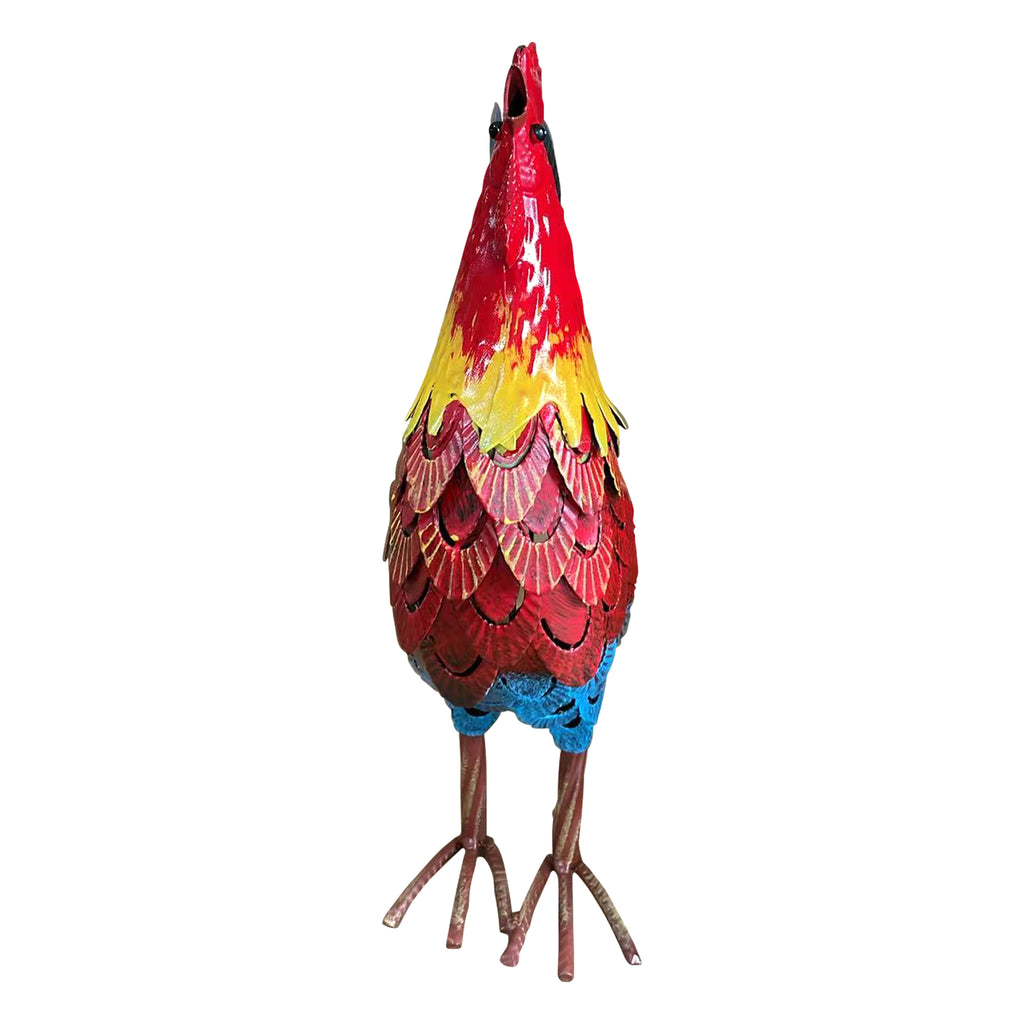 Wrought Iron Rooster Garden Statue