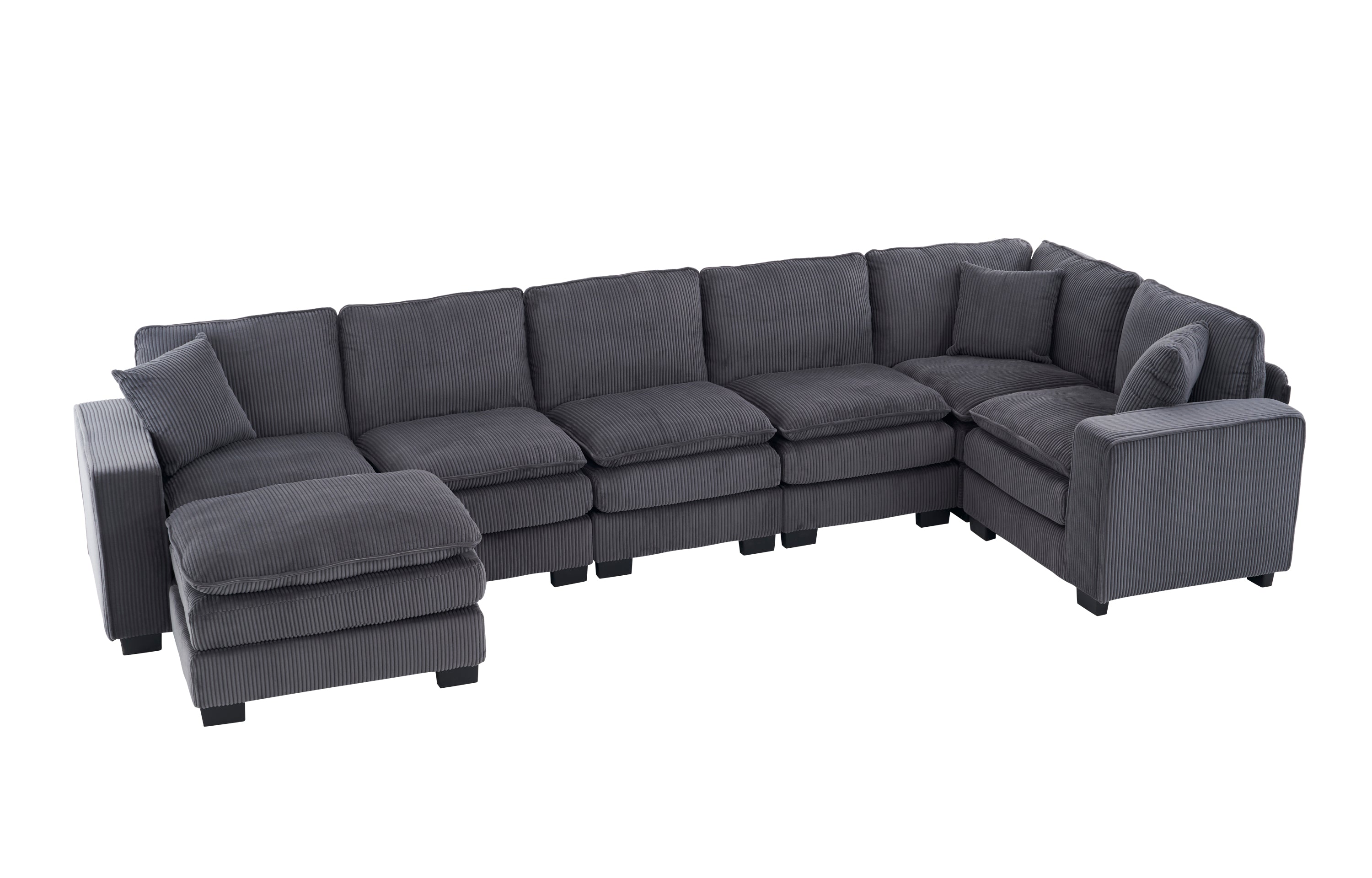 Modern U Shaped 6-Seat Sectional Sofa with Ottoman