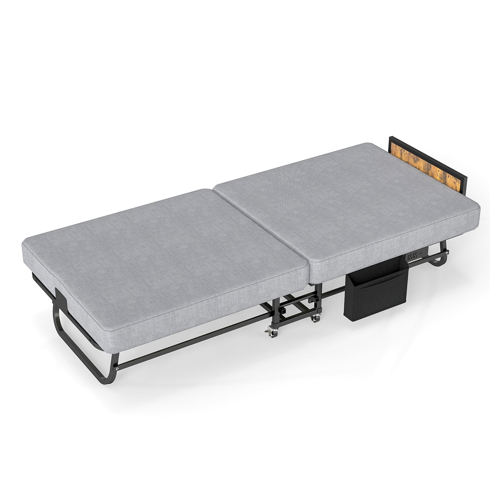 78" Folding Bed with Headboard & USB Charging Station