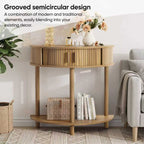 31.5-Inch Grooved Half-Moon Console Table
