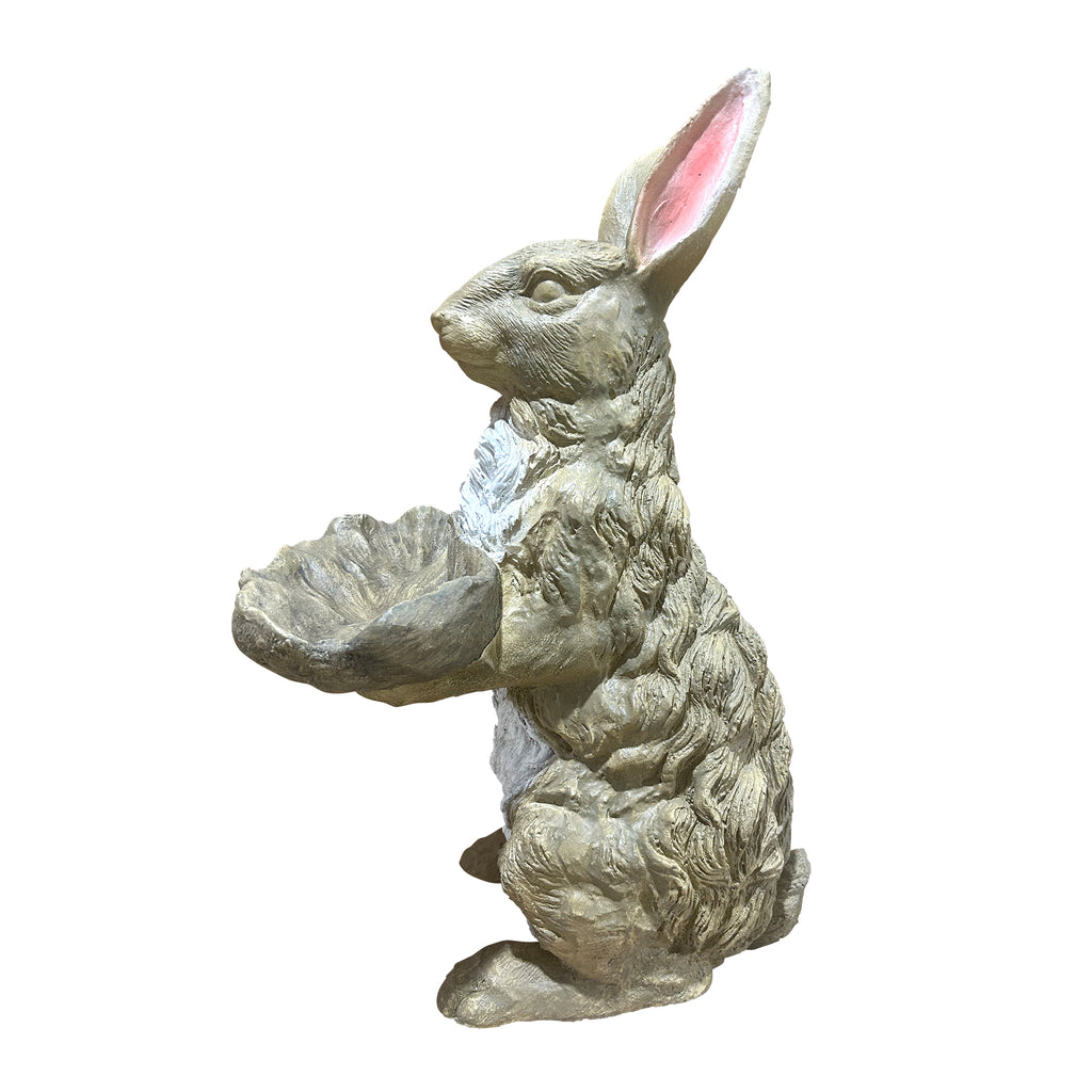 Magnesium Oxide Bunny Statue Holding Decor