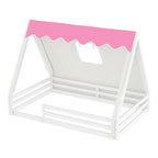 Full Size House Floor Bed with Tent and Light