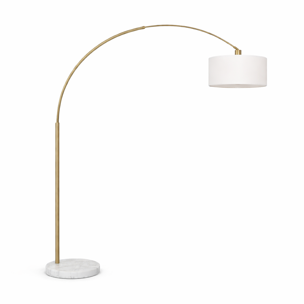 Ambient Arch Gold Brass Floor Lamp with Large Linen Shade