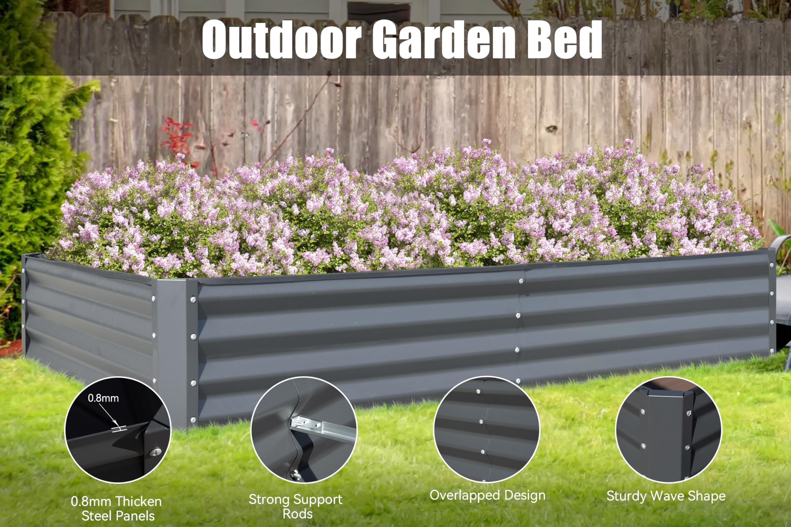 Galvanized Raised Garden Bed, Outdoor Planter Garden Boxes