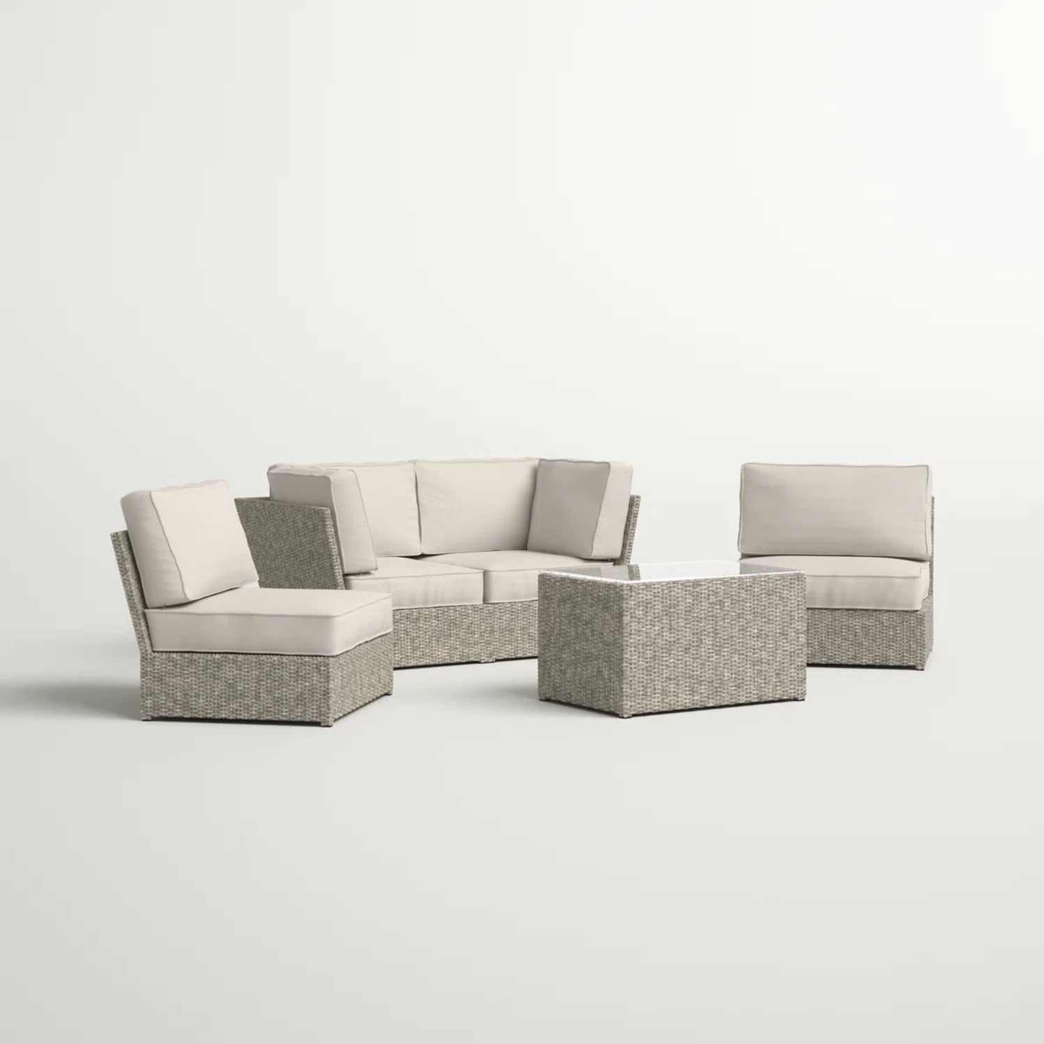 Fully Assembled Wicker Patio Seating Group for 4 with Cushions
