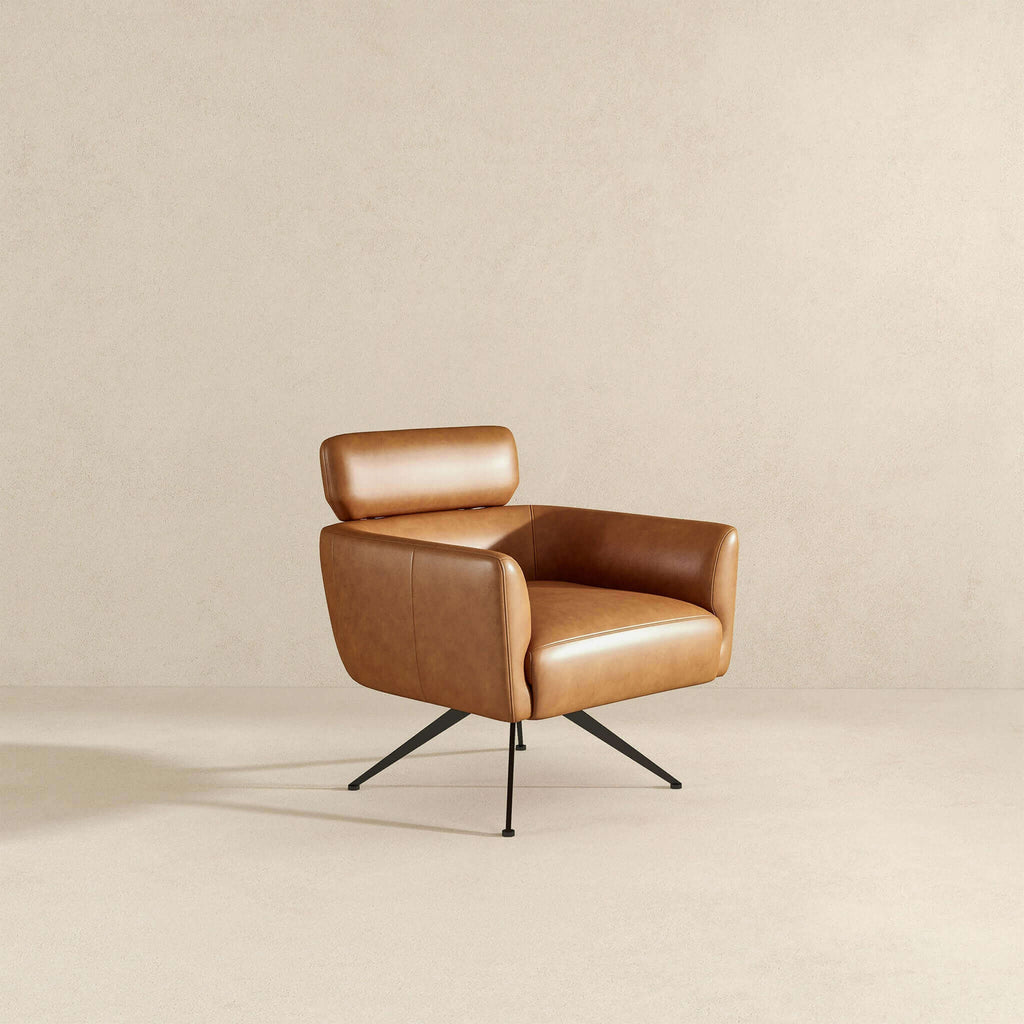 Camila Mid-Century Modern Leather Lounge Chair