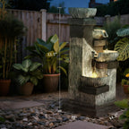 4-Tier Resin Cascading Bowls Outdoor Waterfall Fountain