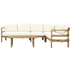 Outdoor Acacia Wood 5-Seater Sectional Sofa Set