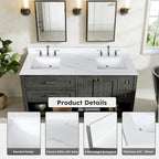 61-Inch Quartz Double Bathroom Vanity Top