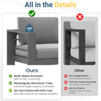 52" All-Weather Metal Loveseat Patio Sofa with Thick Cushions