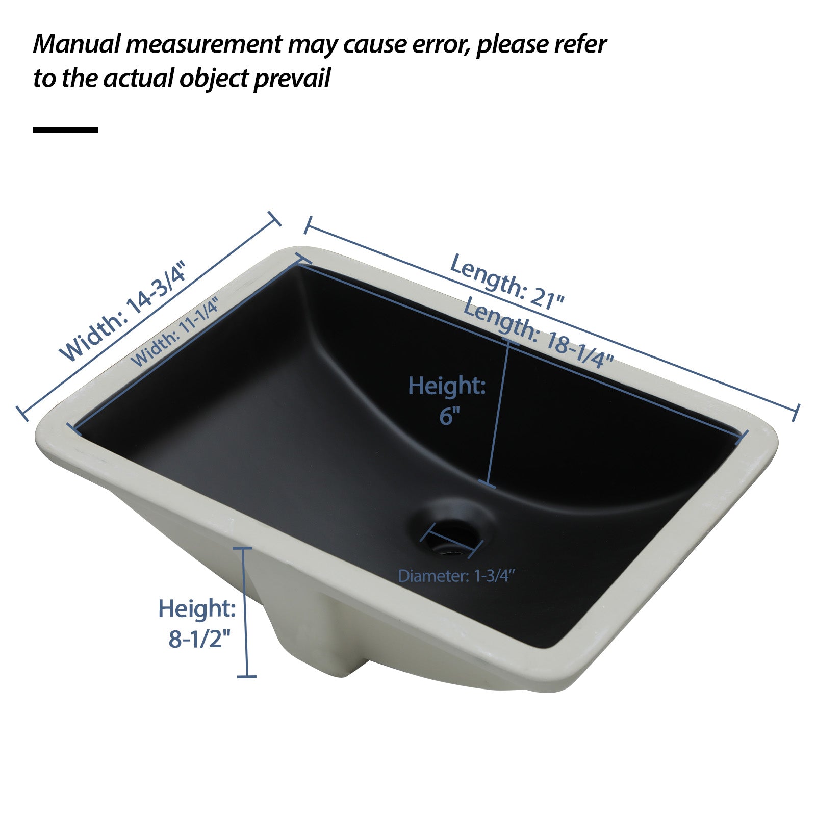 21"x14.75" Undermount Ceramic Sink