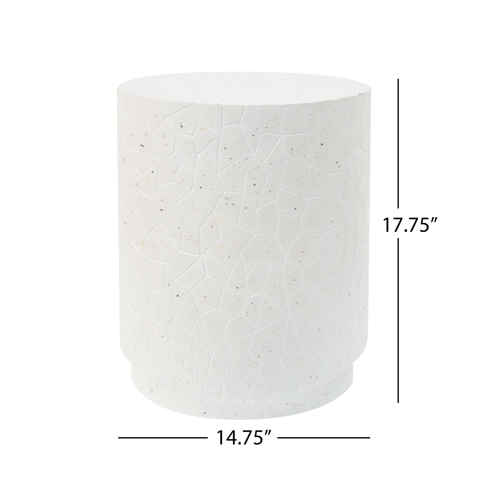 Outdoor Terrazzo Concrete Drum End Table - White Terrazzo