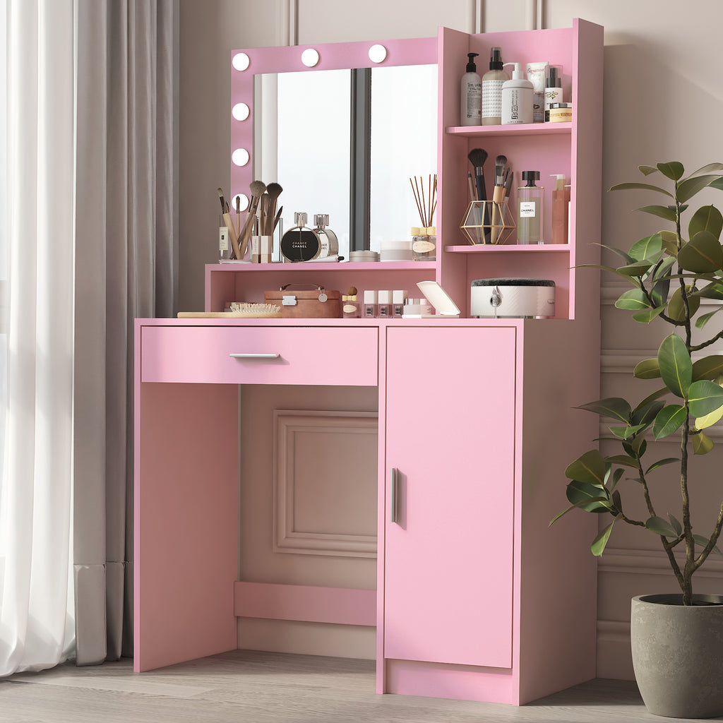 Vanity Desk with Mirror & Light