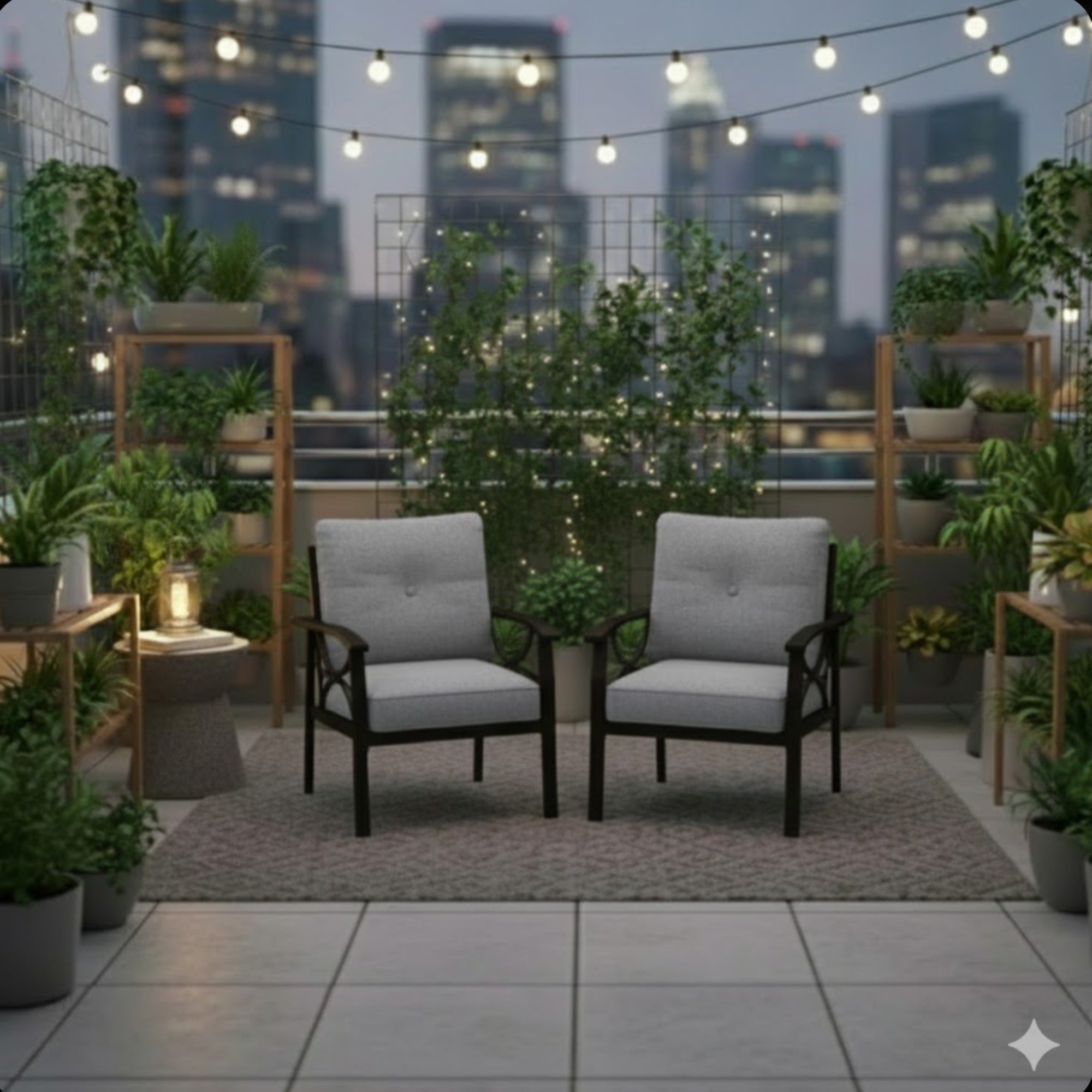 Set of 2 All-Weather Metal Armchairs