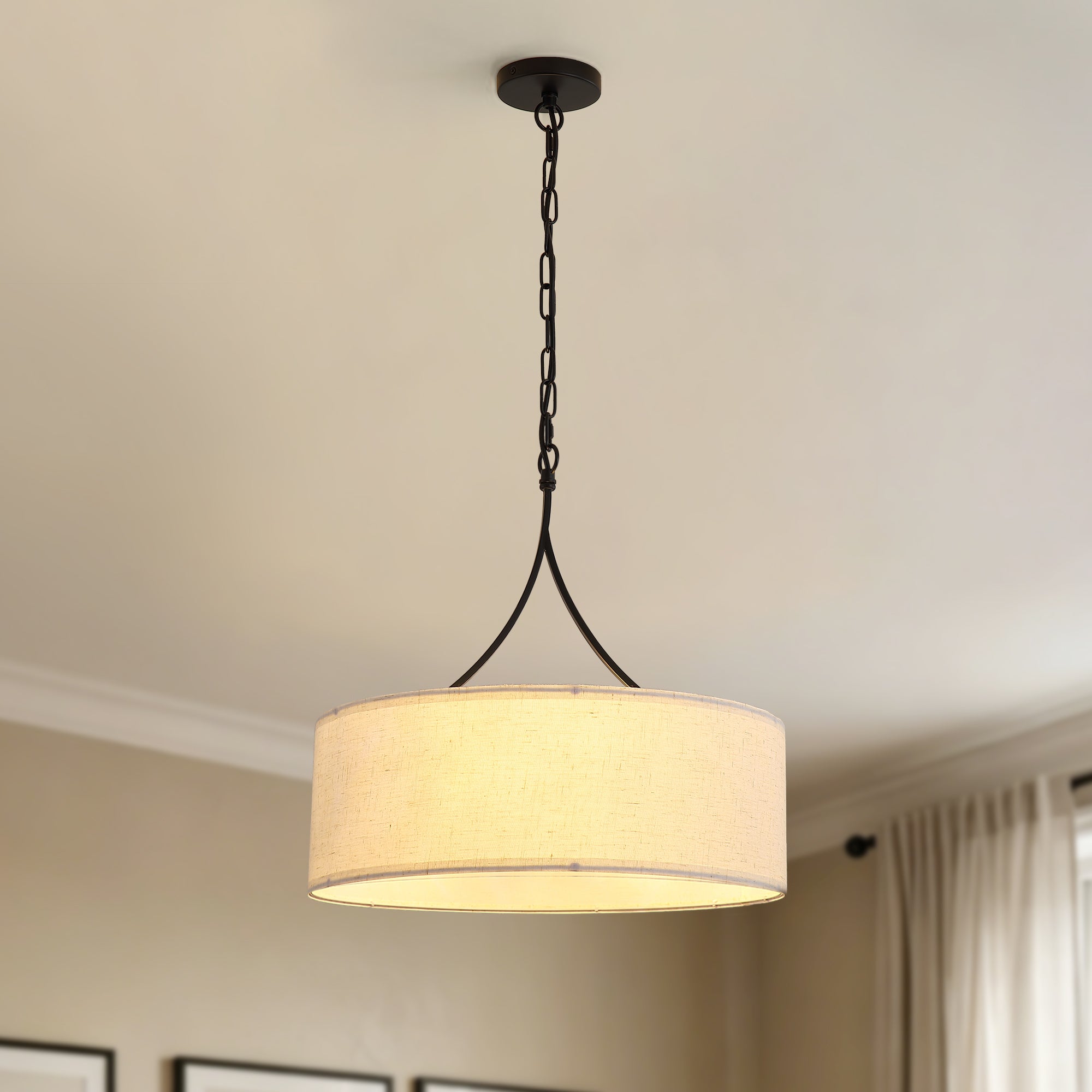 Modern 3-Light Fabric Pendant Light