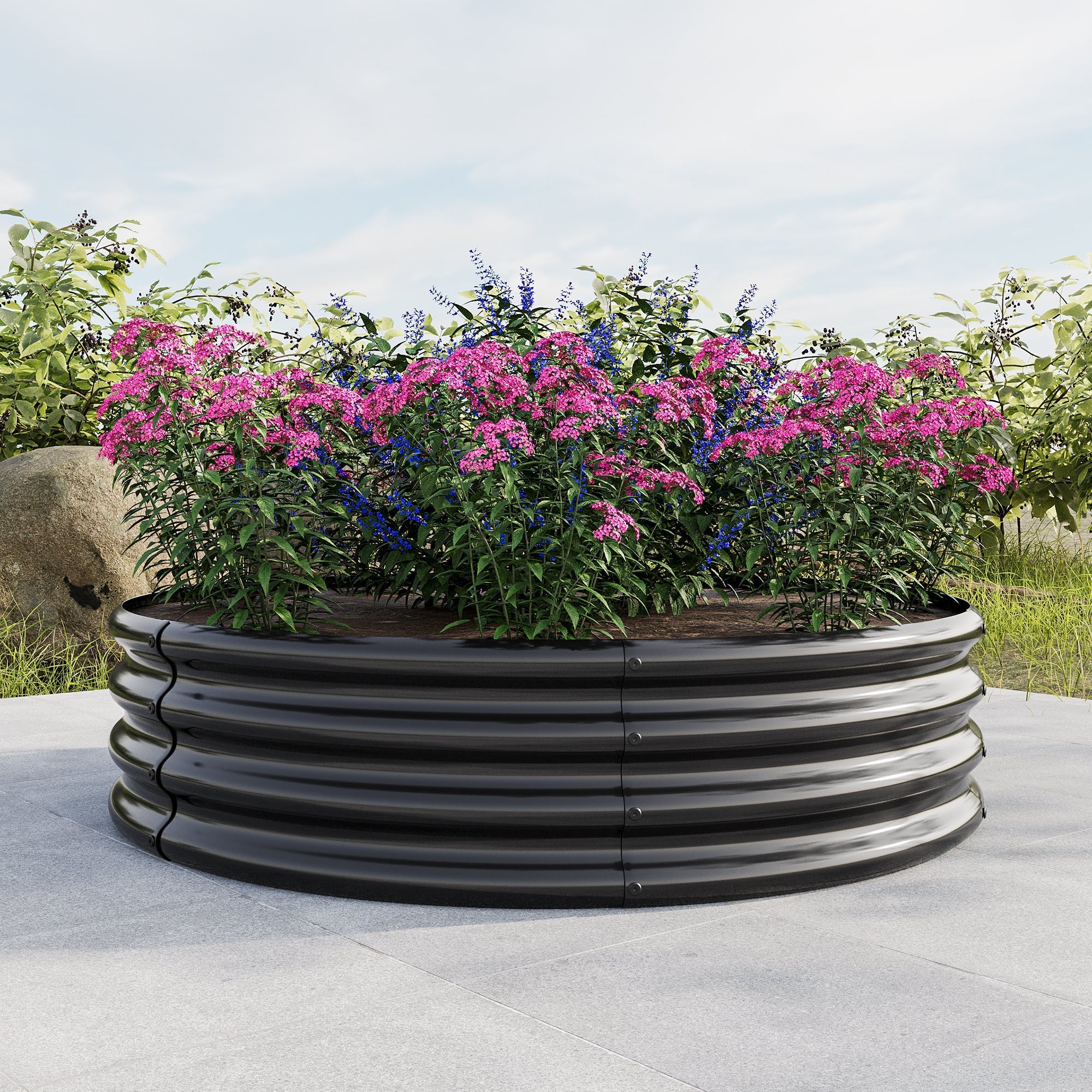 2PCS 47.24" Round Raised Garden Beds for Outdoor Gardening