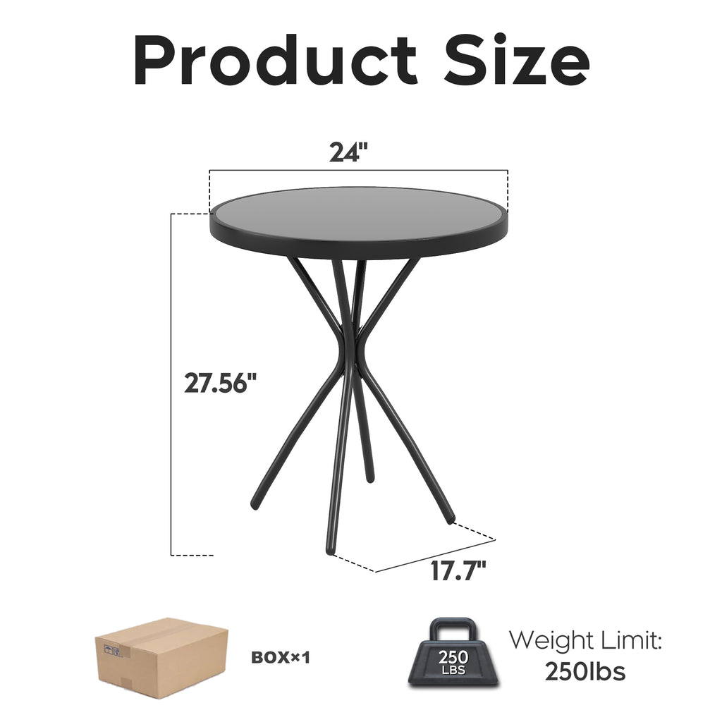 Tempered Glass Side Table - 24" Round