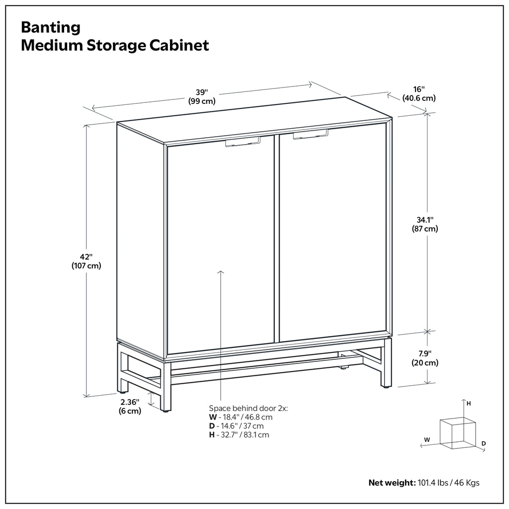 Banting 39 inch Wide Solid Wood Medium Storage Cabinet
