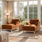 Pasadena Modern Farmhouse Chaise Lounge Chair, Burnt