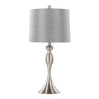 27" Contemporary Metal Table Lamp in Brushed Nickel