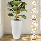 Set of 2 Faux Rattan Tall Planters - 22 inch