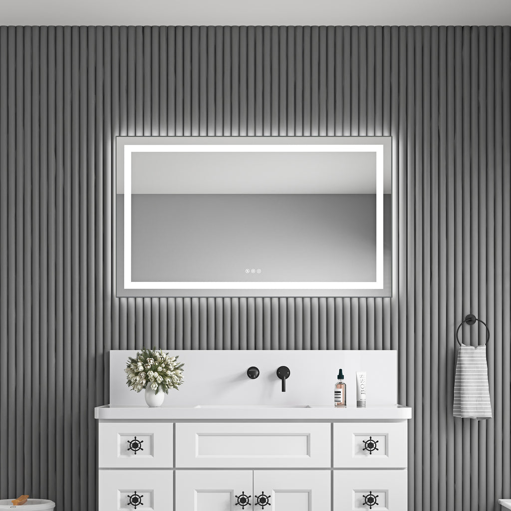 48" x 28" LED Bathroom Mirror with Front and Backlight