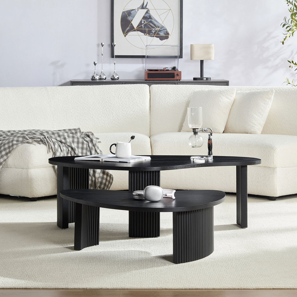 2-Piece Modern Irregular Shape Coffee Table Set