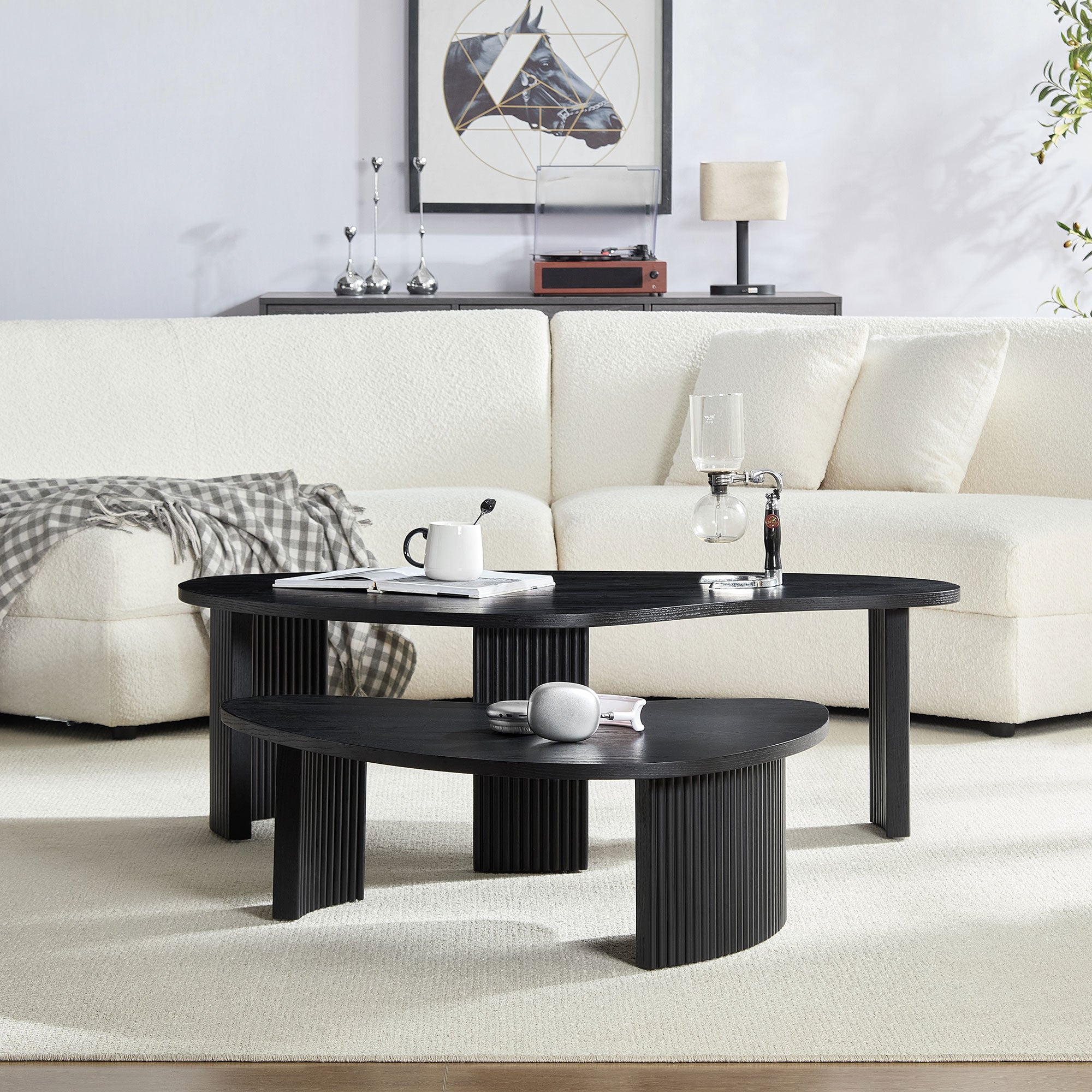 2-Piece Modern Irregular Shape Coffee Table Set