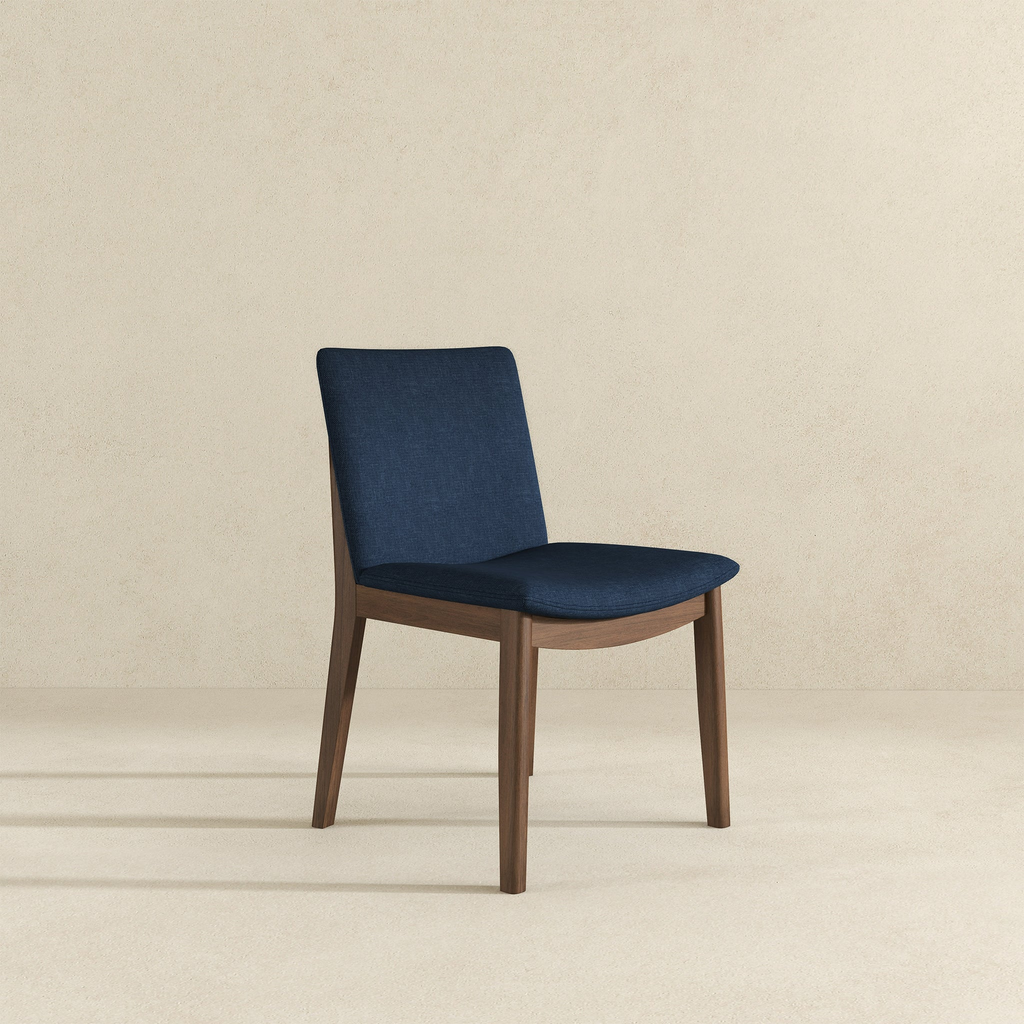 Laura Blue Linen Solid Wood Dining Chair Set of 2