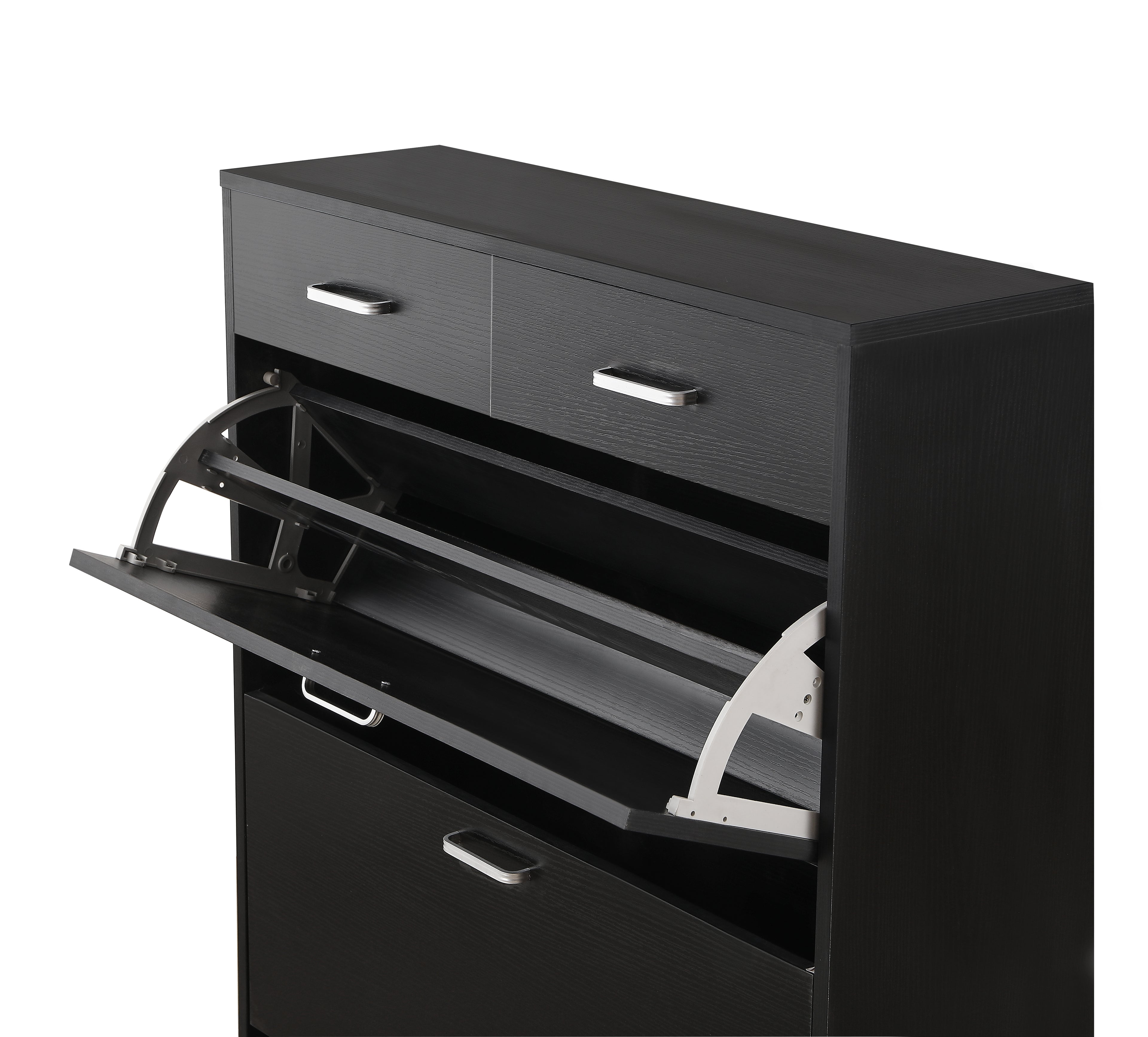Large Size Shoe Cabinet - Modern Tipping Bucket Organizer