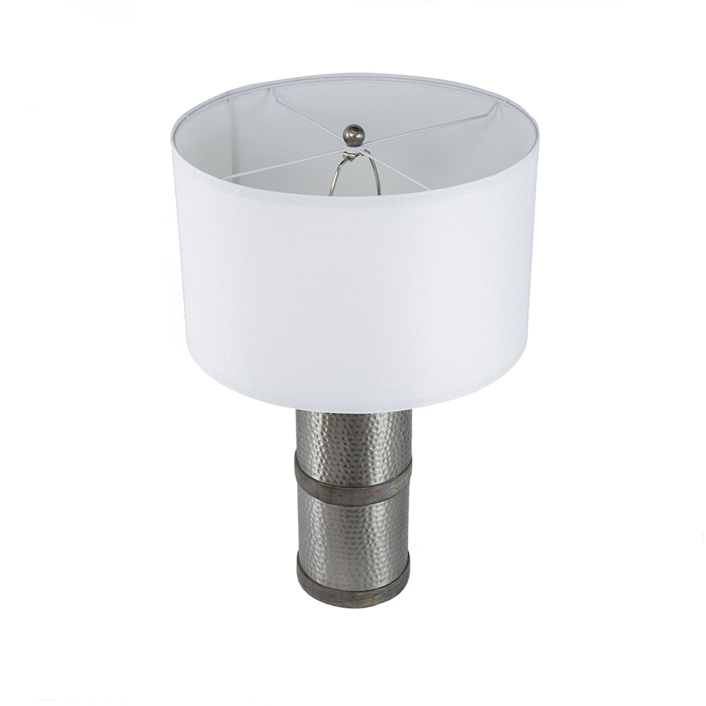 Hammered Iron Table Lamp with Mango Wood