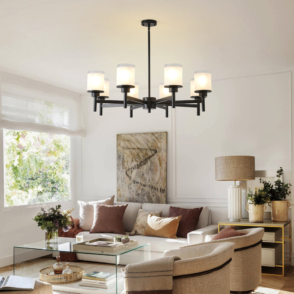 8-Light Frosted Glass Farmhouse Chandelier