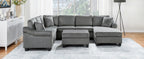 Sectional Sofa 111.8" U-Shaped Chenille Upholstered Couch