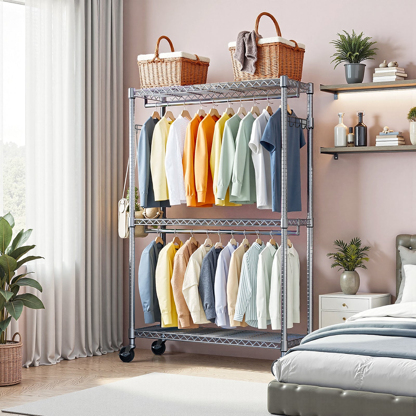 Heavy Duty Rolling Garment Rack 3 Tiers