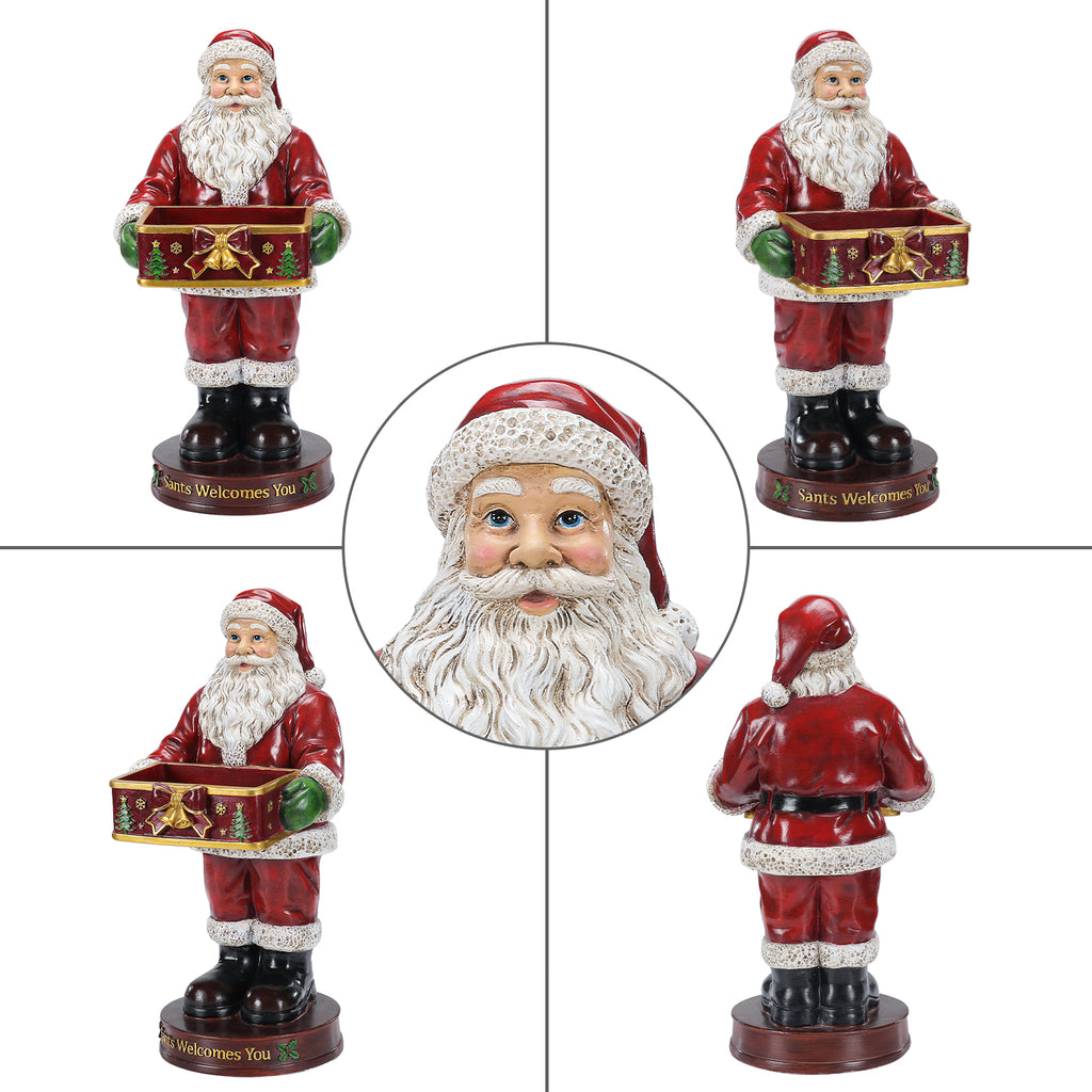 Christmas Santa Claus Statue with Storage Tray, Red and White