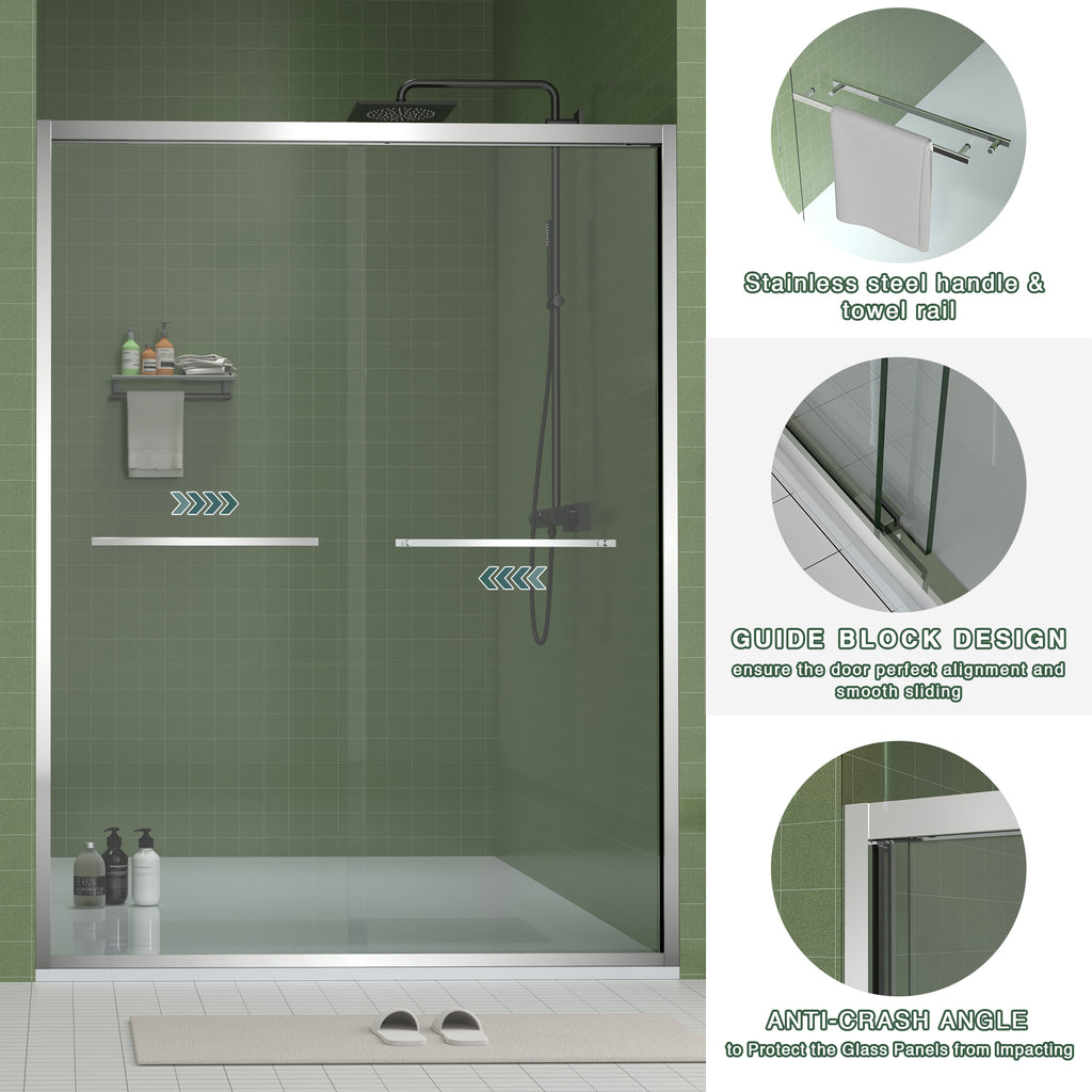 Aluminum Frame Double Sliding Shower Door