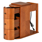 Modern End Table with Hidden Cup Holder Drawer & Charging Station