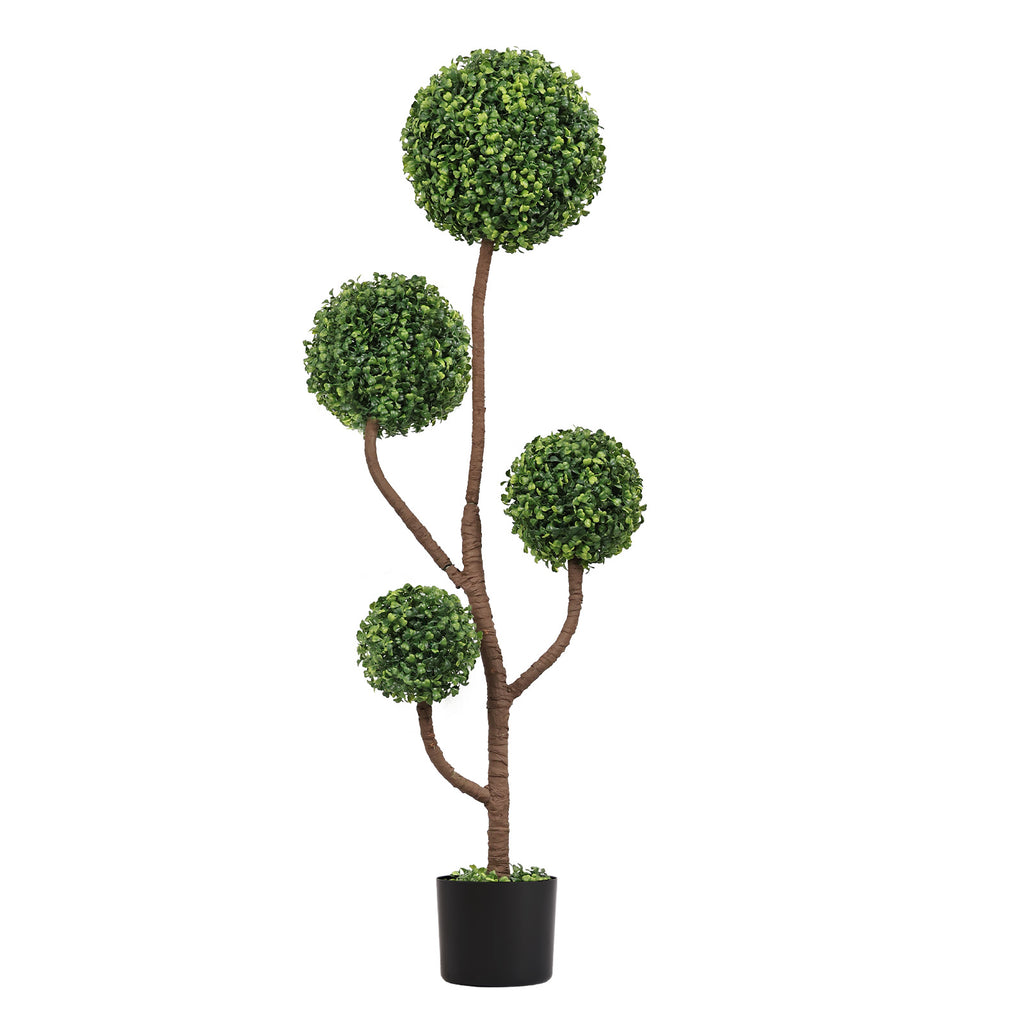 4FT Tall Artificial Boxwood Topiary Tree - Large Faux