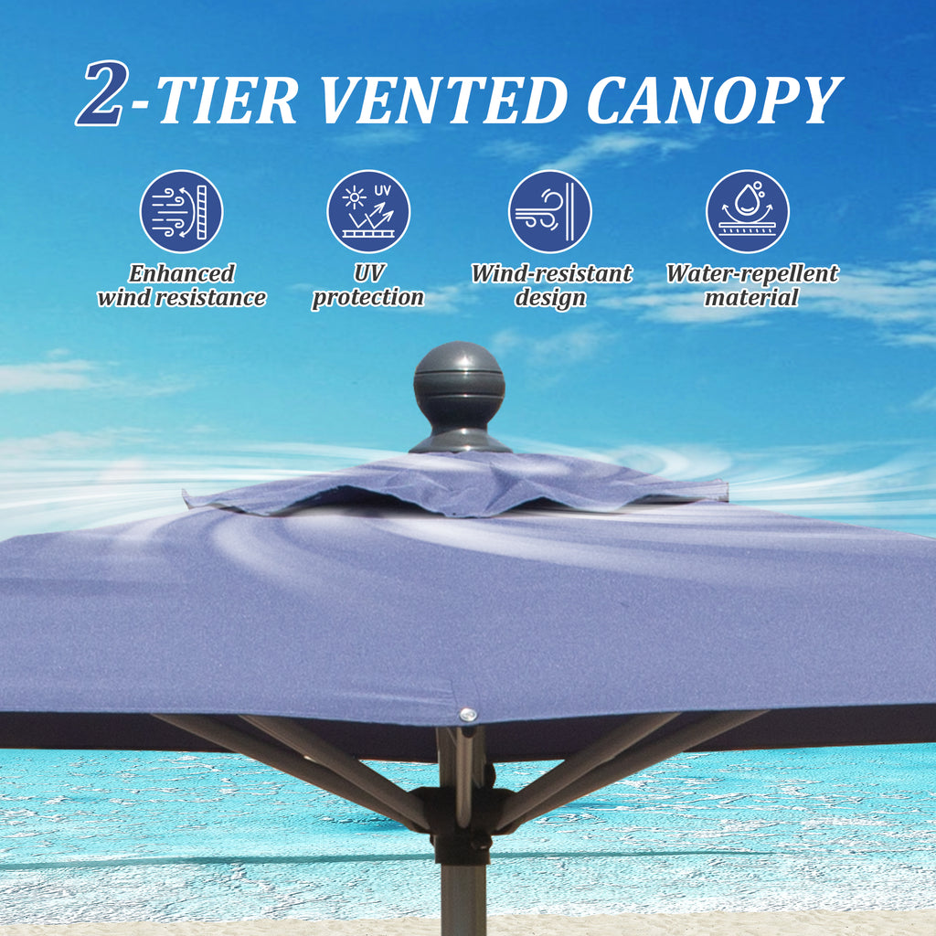 Rectangle Patio Umbrella with Crank Lift and Tilt Function
