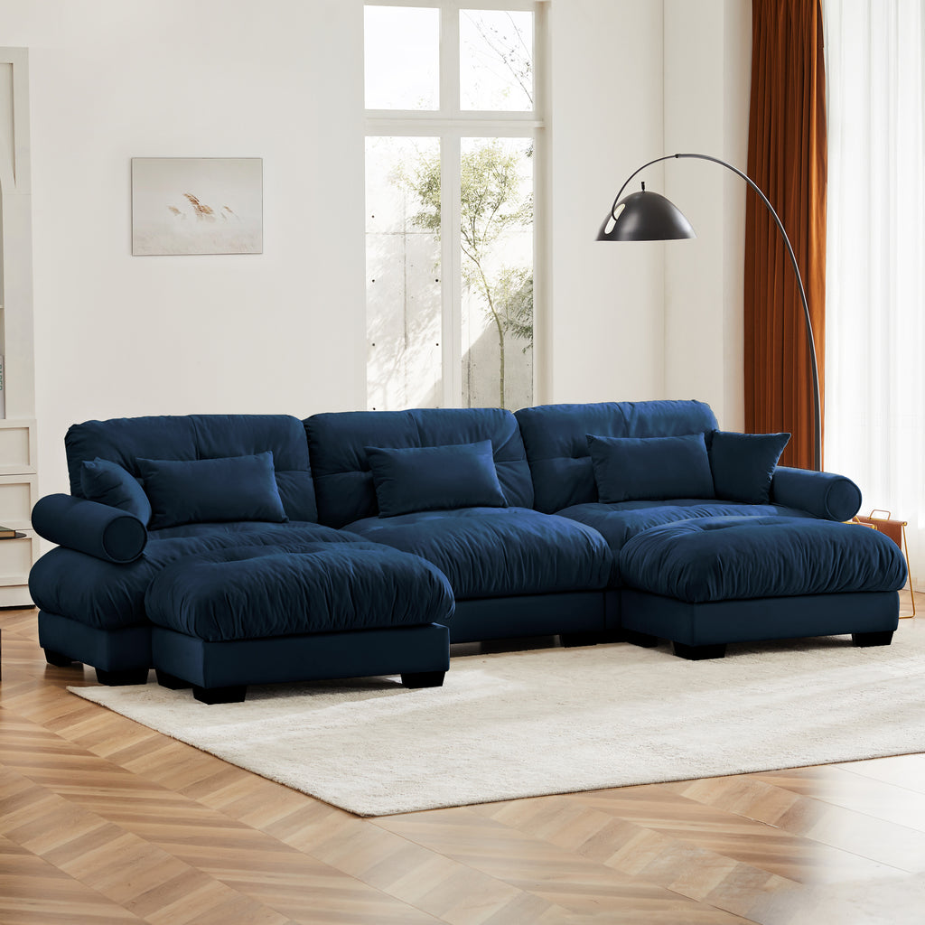 U Shape Modular Sectional Sofa Couch with Two Movable Ottomans