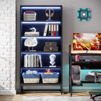 70.87" Black 5-Tier LED Library Bookshelf
