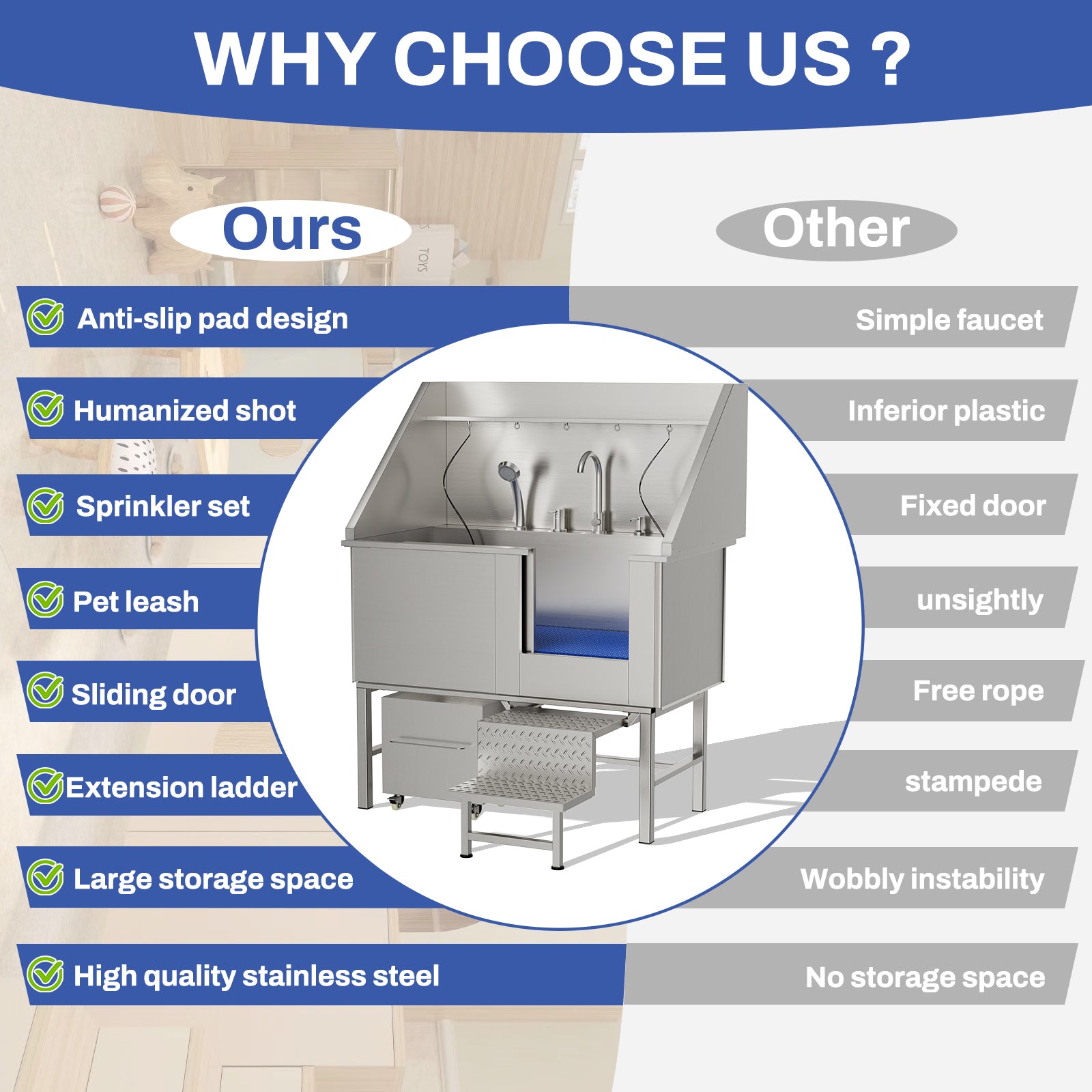 50in Stainless Steel Dog Washing Station