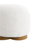 Fully Assembled Round Soft Teddy Fabric Upholstered Ottoman