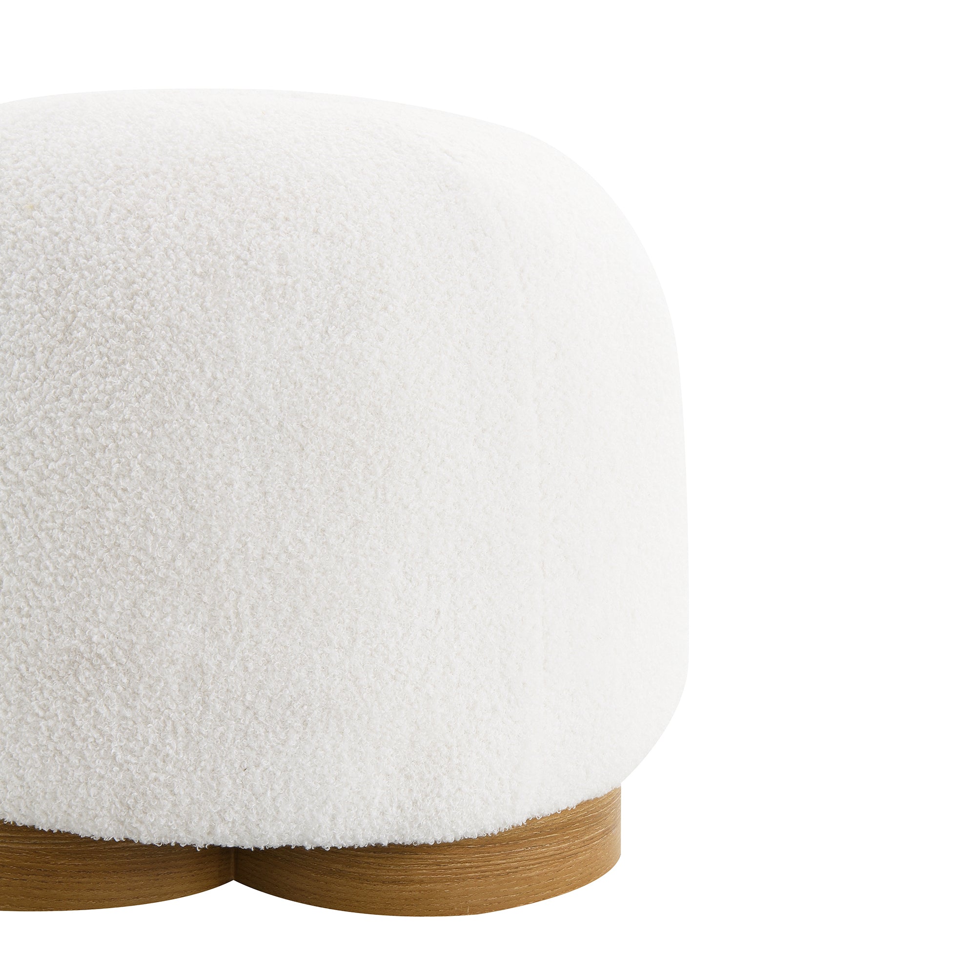 Fully Assembled Round Soft Teddy Fabric Upholstered Ottoman