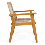 Outdoor Dining Chairs Set of 2, Teak Finish Wood Frame and Mix