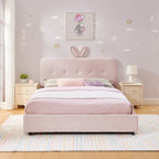 Full Size Kids Upholstered Bed with Oversized Rabbit Ear Headboard
